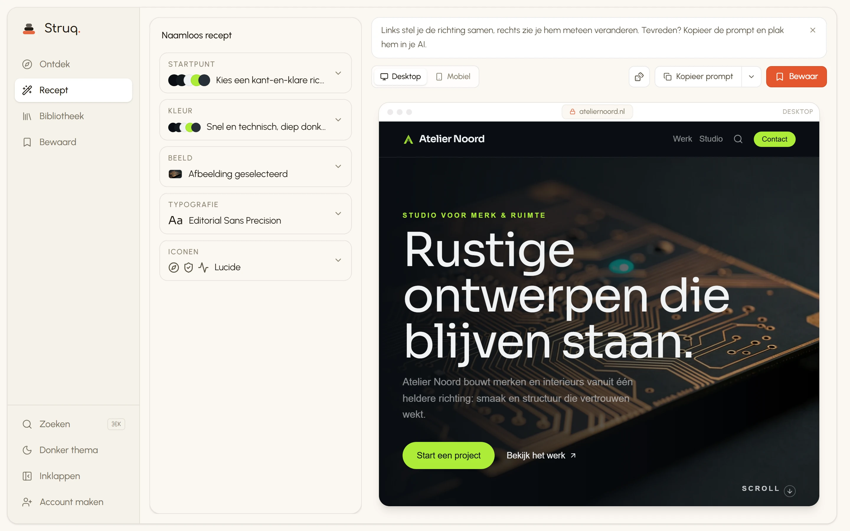 De Receptenbouwer: stel je stijlen, typografie en componenten samen tot een kant-en-klare AI-prompt